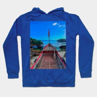 A coastal view point made from a bamboo longtail boat Hoodie